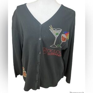 Aces Design  Its 5 Oclock Somewhere Button Up Top Cardigan Size L 1 Bead Missing